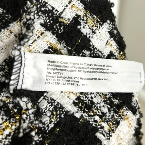NWT Eloquii Size 20 Tweed Black White Flare Dress Jumper Gold Metallic Threads - Picture 9 of 12